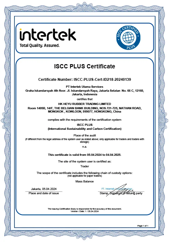 Certificado ISCC Plus